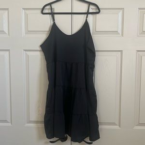 Beachsissi black ruffle mini slip dress